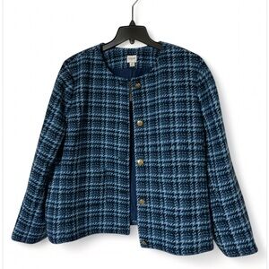 J Crew Blue Tweed Blazer US Women's Size 22